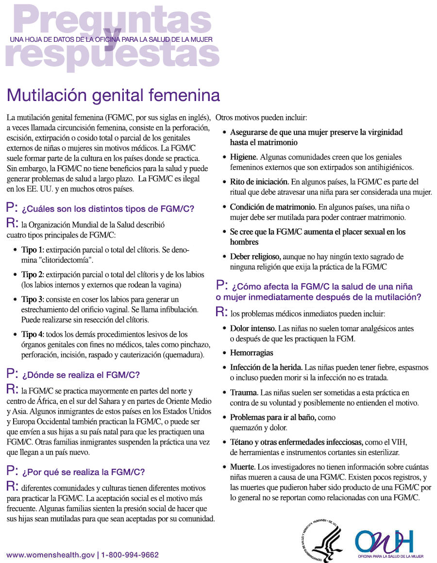 Hoja de datos sobre mtilación genital femenina